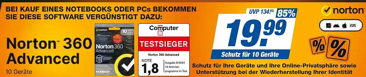 Norton 360 Advanced - Schutz für 10 Geräte