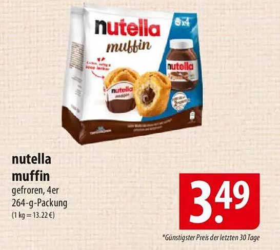 Nutella Muffin, gefroren, 4er-Packung, 264 g