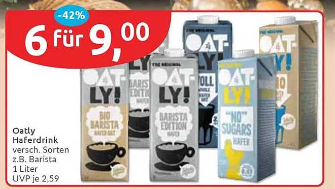 Oatly Haferdrink - 6 für 9,00 €