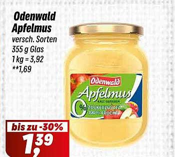 Odenwald Apfelmus 355 g Glas, verschiedene Sorten