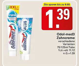 Odol-med3 Zahnpasta verschiedene Varianten 75/125 ml Tube