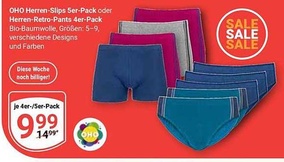 OHO Herren-Slips 5er-Pack oder Herren-Retro-Pants 4er-Pack
