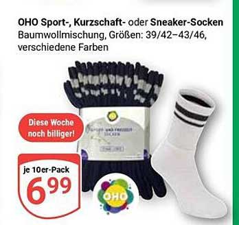 OHO Sport-, Knöchel- oder Sneaker-Socken im 10er-Pack