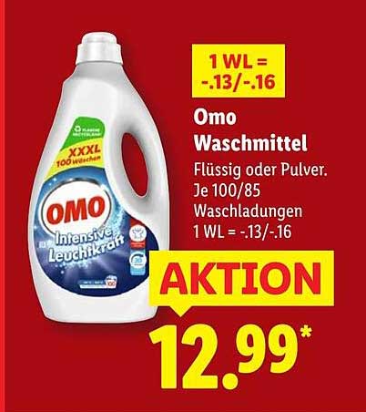 Omo Waschmittel Flüssig oder Pulver - 12,99 €
