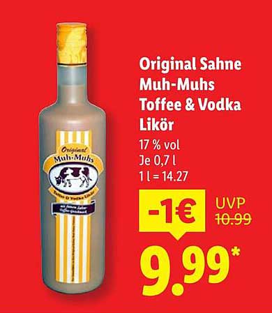 Original Sahne Muh-Muhs Toffee & Vodka Likör