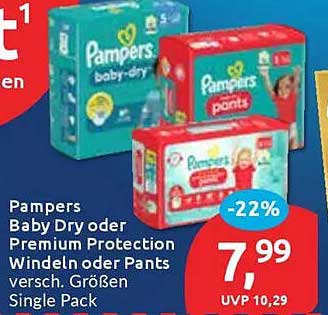 Pampers Baby Dry oder Premium Protection Windeln oder Pants, Single Pack