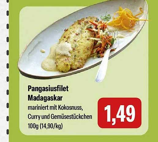 Pangasiusfilet Madagaskar - mariniert mit Kokosnuss, Curry und Gemüsestückchen