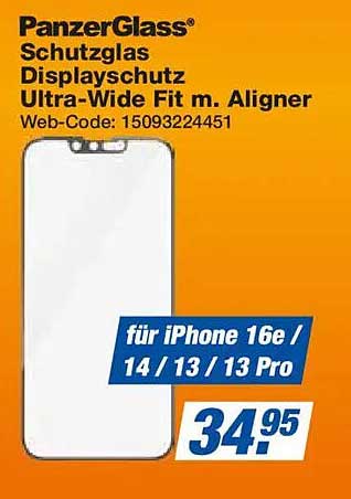 PanzerGlass® Displayschutz Ultra-Wide Fit mit Aligner für iPhone 16e / 14 / 13 / 13 Pro