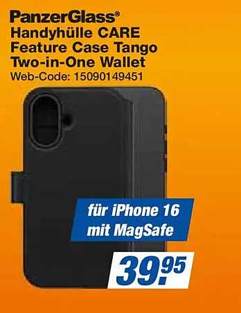 PanzerGlass® Handyhülle CARE Feature Case Tango Two-in-One Wallet für iPhone 16 mit MagSafe