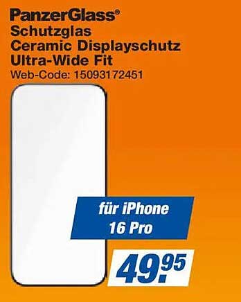 PanzerGlass® Schutzglas Ceramic Displayschutz Ultra-Wide Fit für iPhone 16 Pro