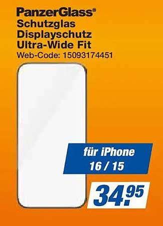 PanzerGlass® Schutzglas Displayschutz Ultra-Wide Fit für iPhone 16/15
