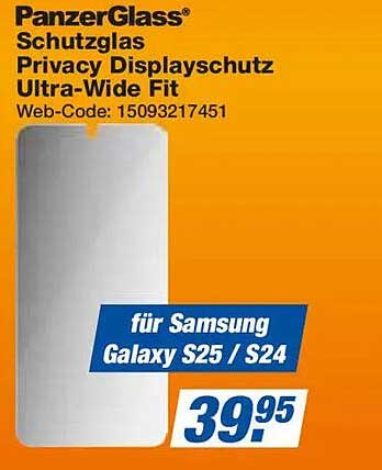 PanzerGlass® Schutzglas Privacy Displayschutz Ultra-Wide Fit für Samsung Galaxy S25 / S24