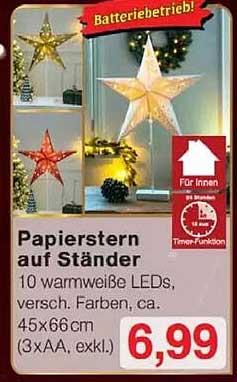 Papierstern auf Ständer