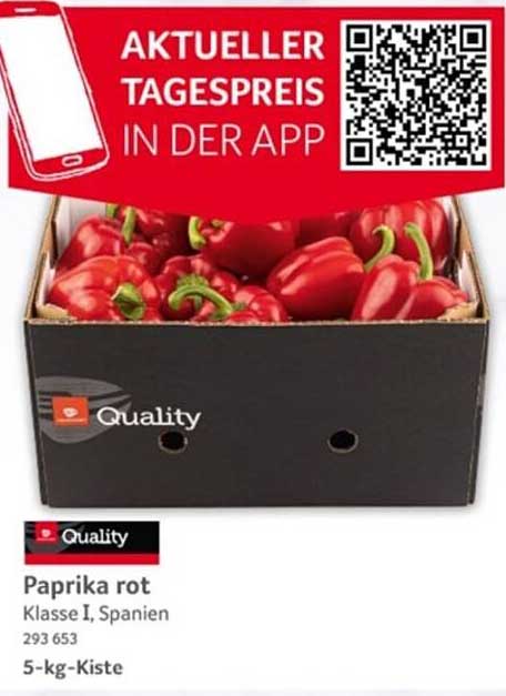 Paprika rot, 5-kg-Kiste, Klasse I, Spanien