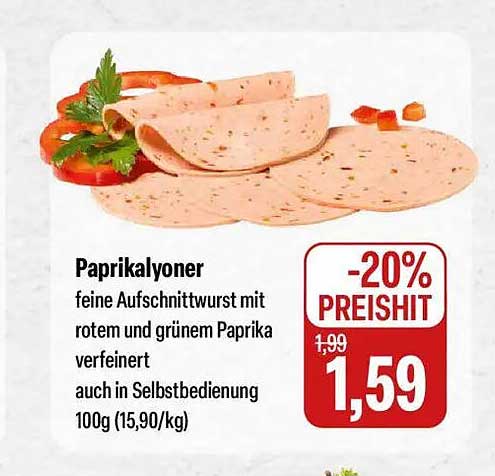 Paprikalyoner - feine Aufschnittwurst mit rotem und grünem Paprika