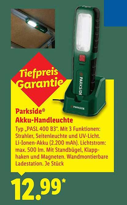 Parkside® Akku-Handleuchte Typ „PASL 400 B3“