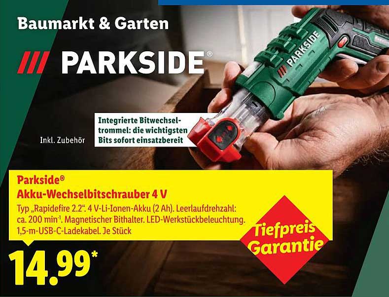 Parkside® Akku-Wechselbitschrauber 4 V - Ein Muss für jeden Handwerker