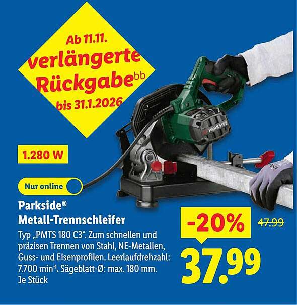 Parkside® Metall-Trennschleifer Typ „PMTS 180 C3“