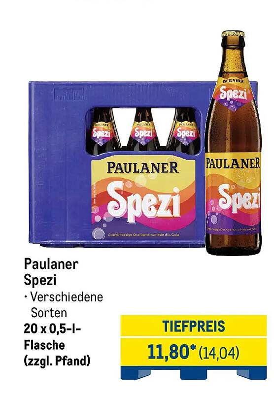 Paulaner Spezi - verschiedene Sorten 20 x 0,5-l-Flasche (zzgl. Pfand)