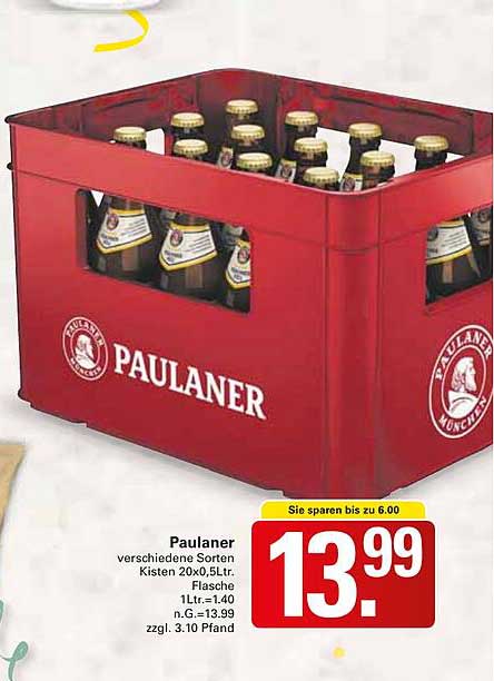 Paulaner verschiedene Sorten Kisten 20x0,5L Flasche