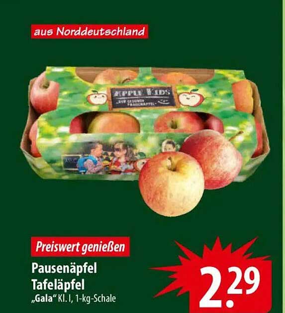Pausenäpfel Tafeläpfel „Gala“ Kl. I, 1-kg-Schale