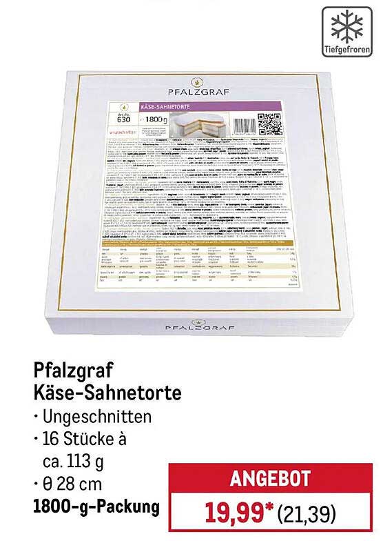 Pfalgraf Käse-Sahnetorte 1800-g-Packung