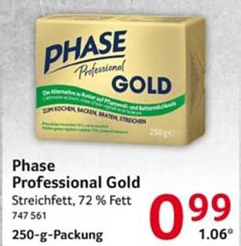 Phase Professional Gold Streichfett, 72 % Fett, 250-g-Packung