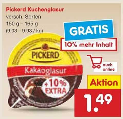 Pickerd Kuchenglasur - verschiedene Sorten