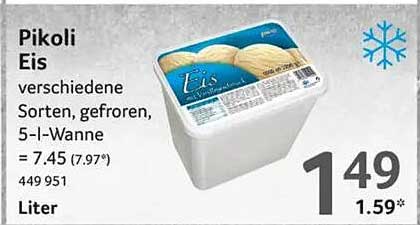 Pikoli Eis verschiedene Sorten, gefroren, 5-l-Wanne
