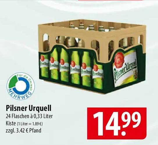 Pilsner Urquell 24 Flaschen à 0,33 Liter Kiste