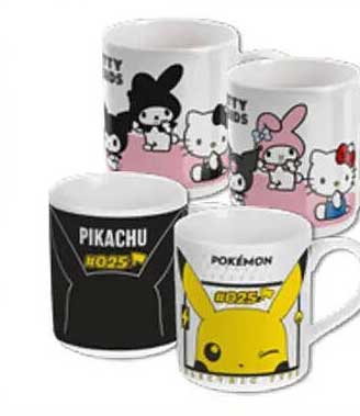 Pokémon und Hello Kitty Tassen Set