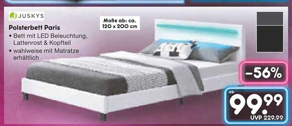 Polsterbett Paris mit LED Beleuchtung