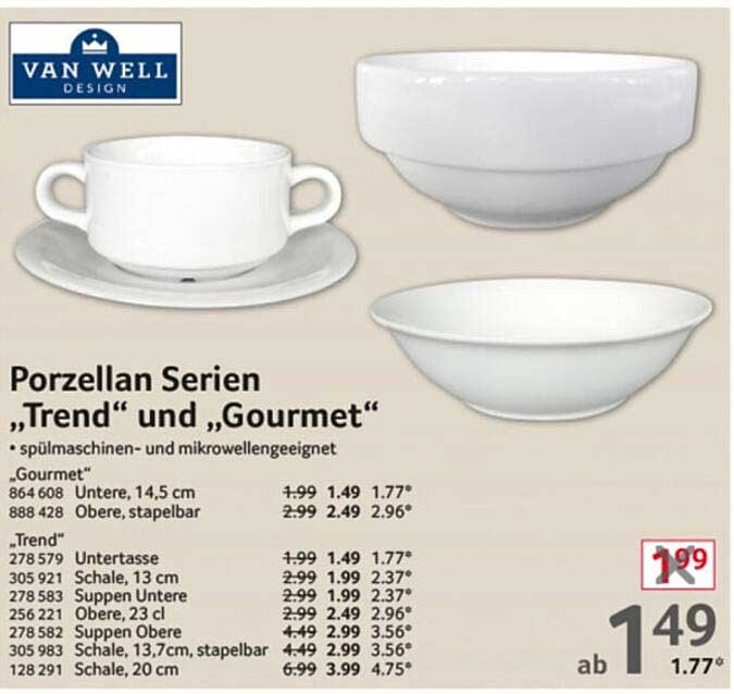 Porzellan Serien „Trend“ und „Gourmet“
