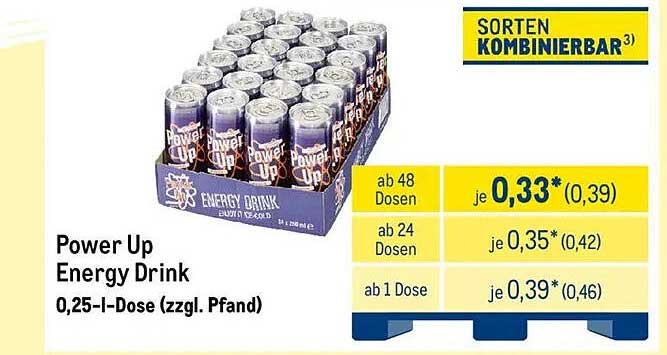 Power Up Energy Drink 0,25 I-Dose (zzgl. Pfand)