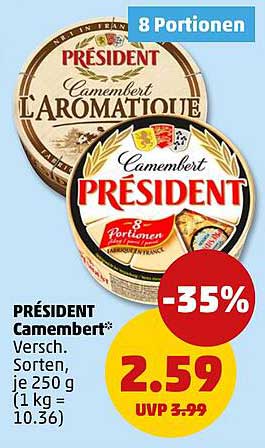 PRÉSIDENT Camembert 8 Portionen - Jetzt zum Sparpreis!