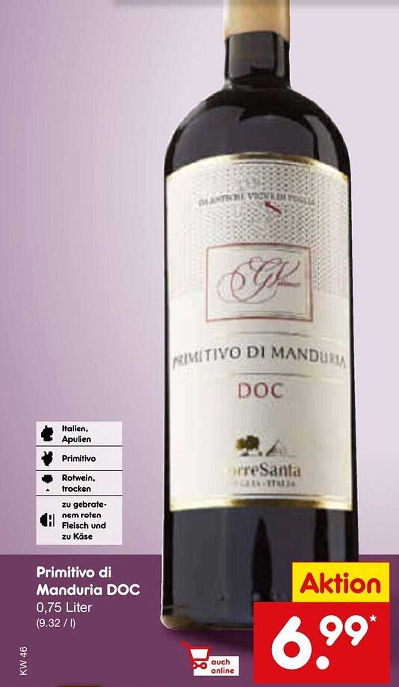 Primitivo di Manduria DOC - 0,75 Liter (6,99 €)