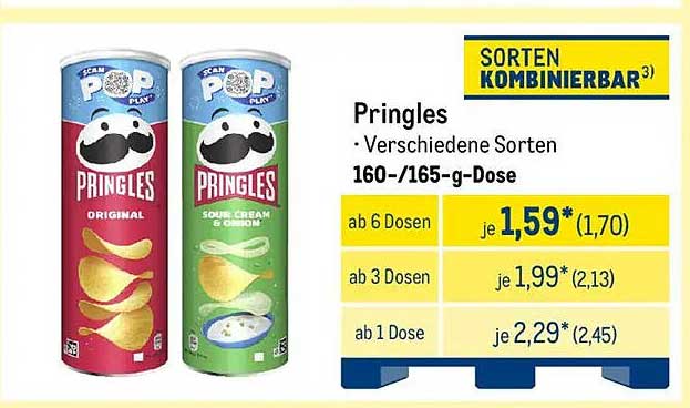 Pringles – Verschiedene Sorten in 160-/165-g-Dosen