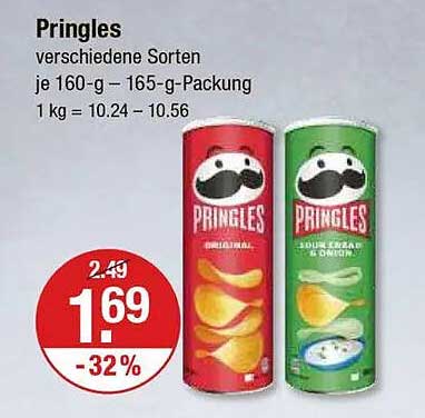 Pringles verschiedene Sorten je 160-g – 165-g-Packung