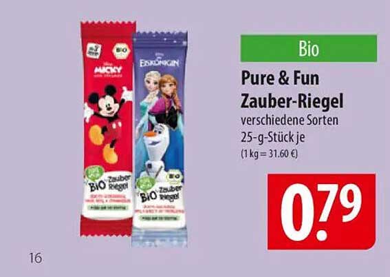 Pure & Fun Zauber-Riegel verschiedene Sorten 25-g-Stück je
