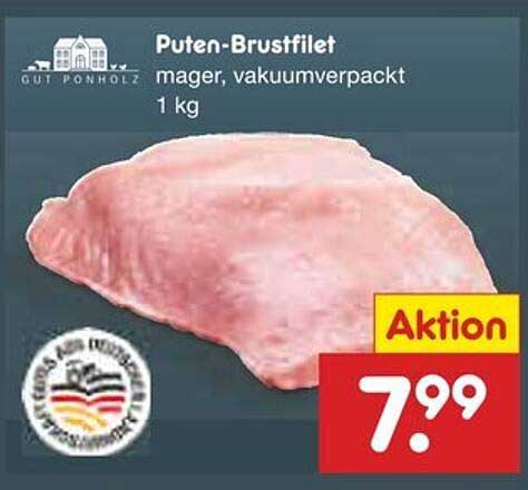Puten-Brustfilet, mager, vakuumverpackt, 1 kg