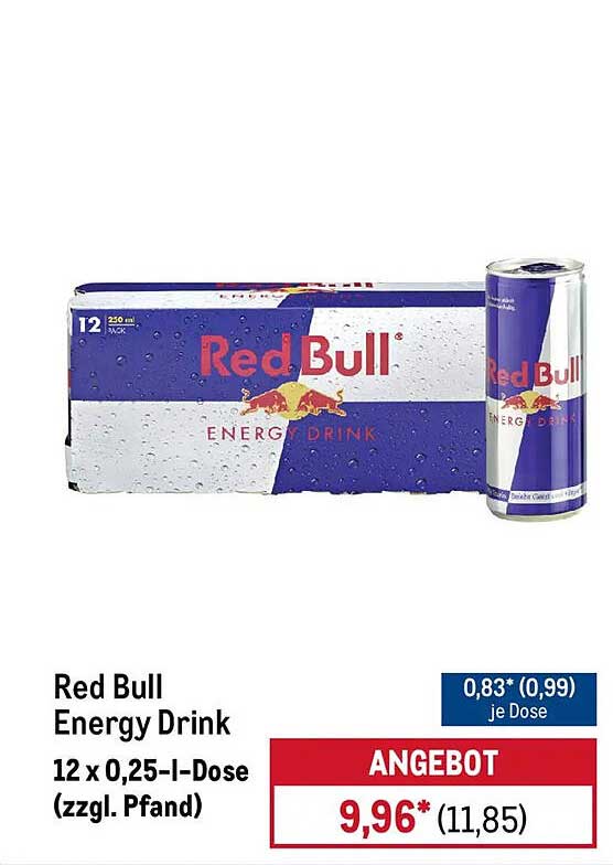Red Bull Energy Drink 12 x 0,25 l-Dose (zzgl. Pfand)