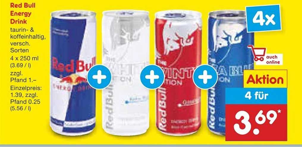 Red Bull Energy Drink - 4 x 250 ml zum Aktionspreis