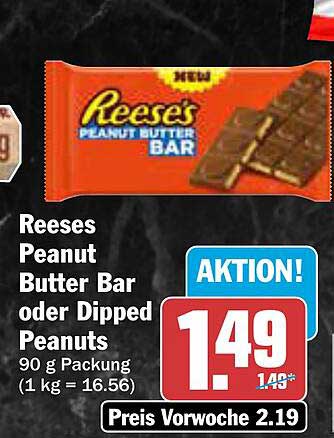Reese's Peanut Butter Bar oder Dipped Peanuts