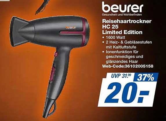 Reisehaartrockner HC 25 Limited Edition von Beurer
