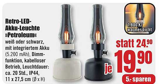 Retro-LED-Akku-Leuchte »Petroleum«