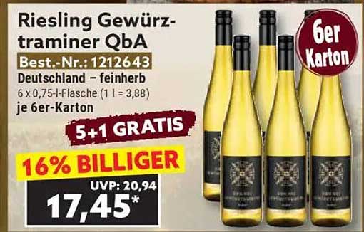Riesling Gewürztraminer QbA - 6er Karton zum Sparpreis