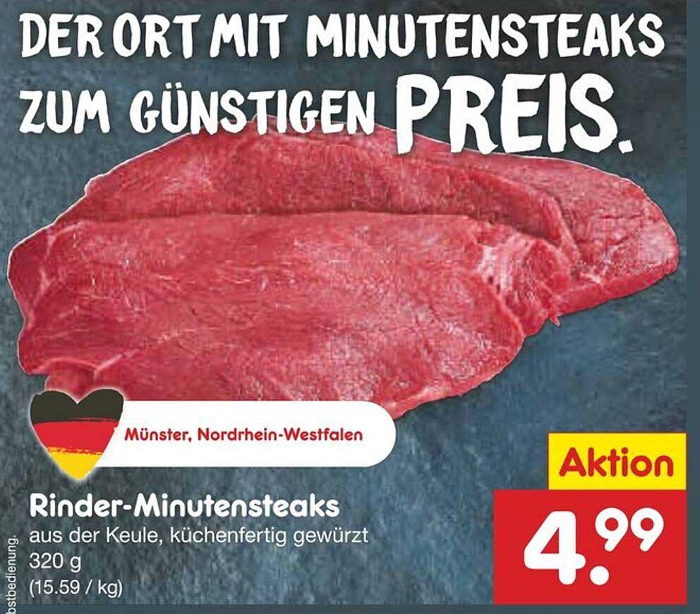 Rinder-Minutensteaks aus der Keule, küchenfertig gewürzt 320 g
