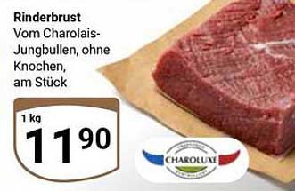 Rinderbrust vom Charolais-Jungbullen, ohne Knochen, am Stück