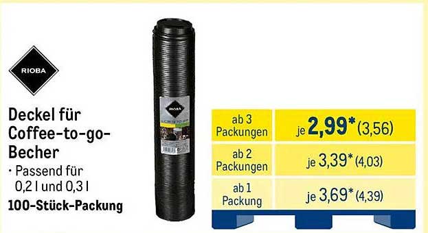 RIROBA Deckel für Coffee-to-go-Becher – 100-Stück-Packung