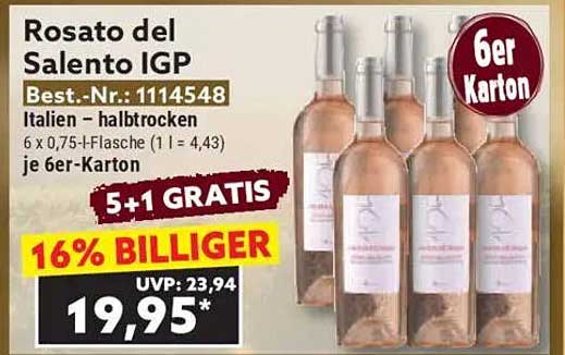 Rosato del Salento IGP – 6er Karton (5+1 GRATIS)